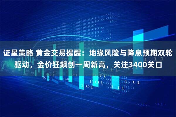 证星策略 黄金交易提醒：地缘风险与降息预期双轮驱动，金价狂飙创一周新高，关注3400关口
